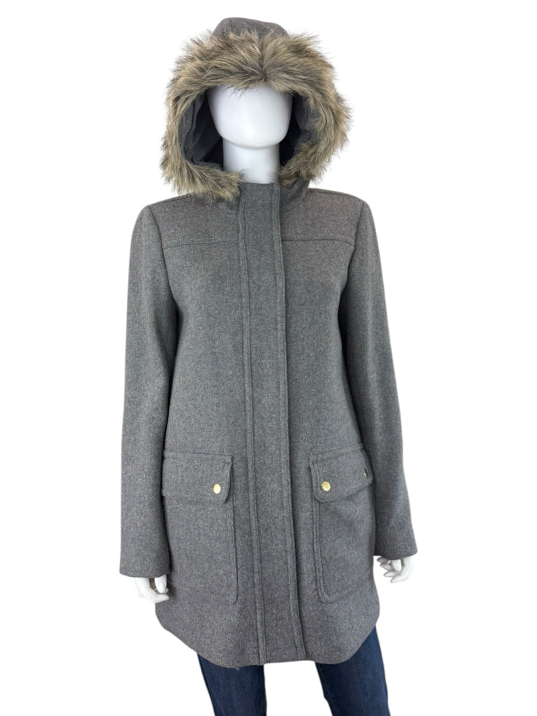 J. Crew Gray Vail Wool Blend Hooded Parka Size 10