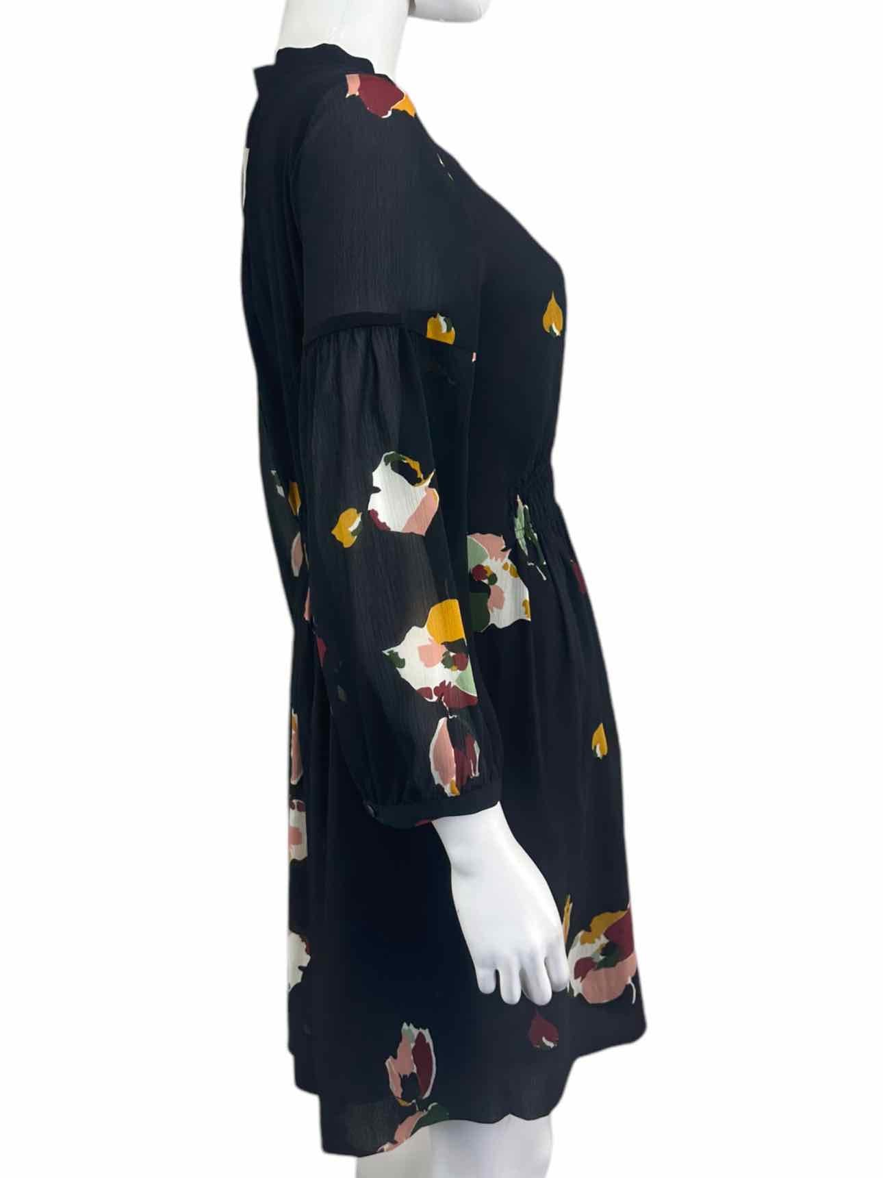 Madewell Black Abstract Floral Dress Size 4