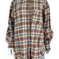 Free People Blue and Pink Flannel Button-down Size M