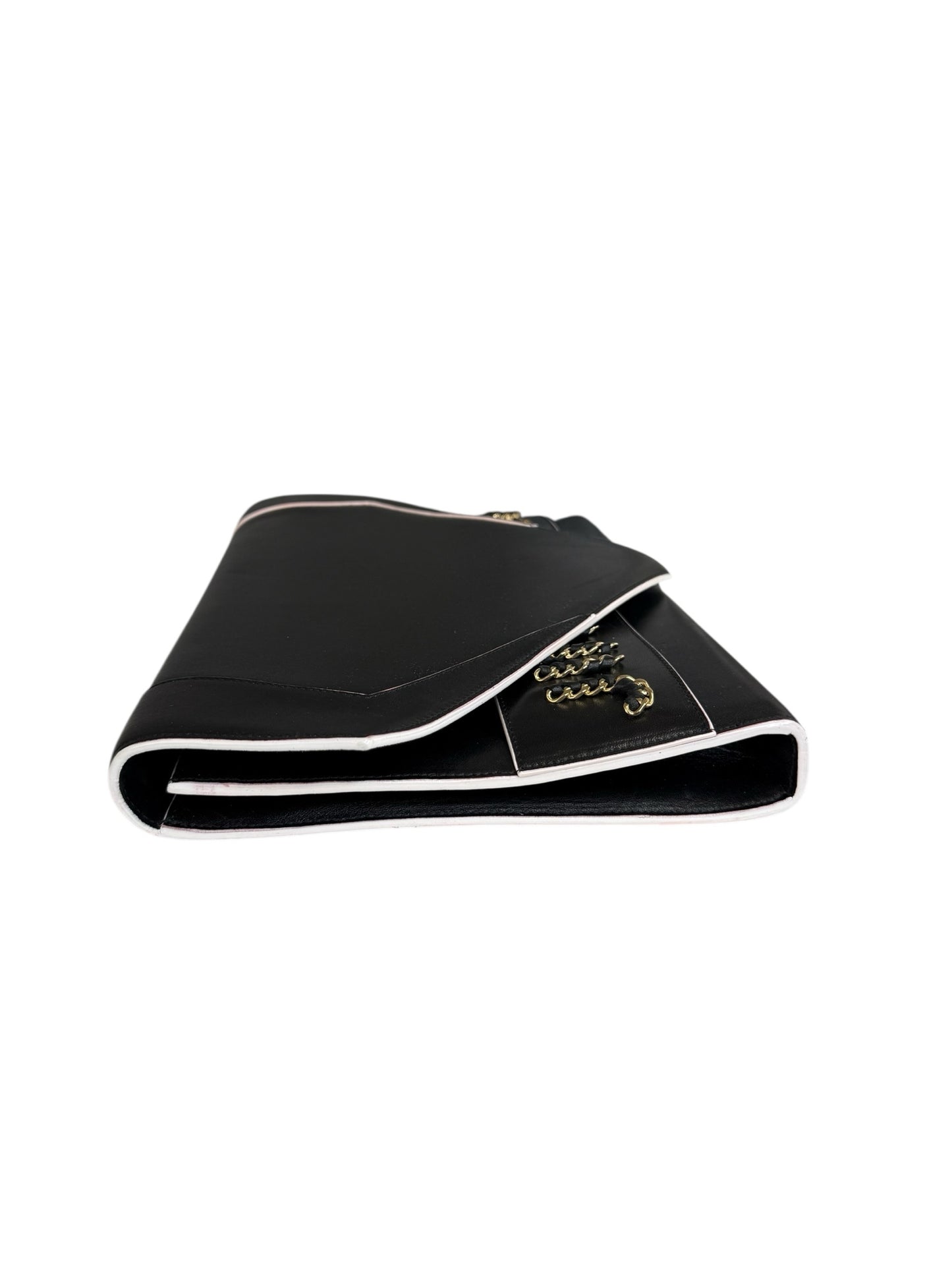 JIMMY CHOO Black Leather Oversized Sierra Convertible Cluch Handbag