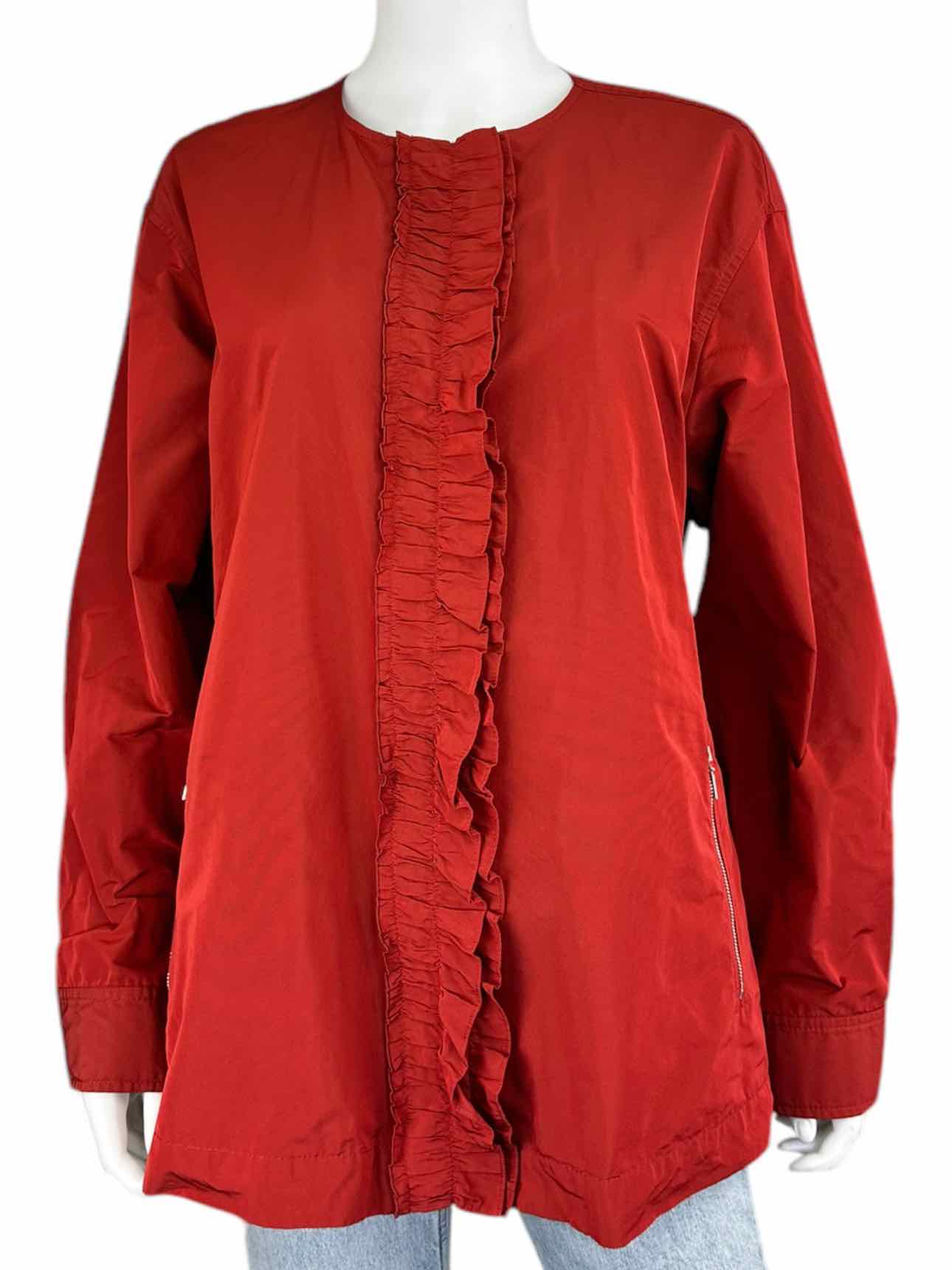 LAFAYETTE 148 Red Ruffle Zip Jacket NEW YORK Size L