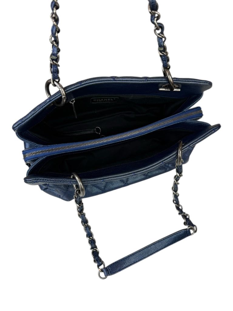 CHANEL Blue Caviar Leather Shopping Tote
