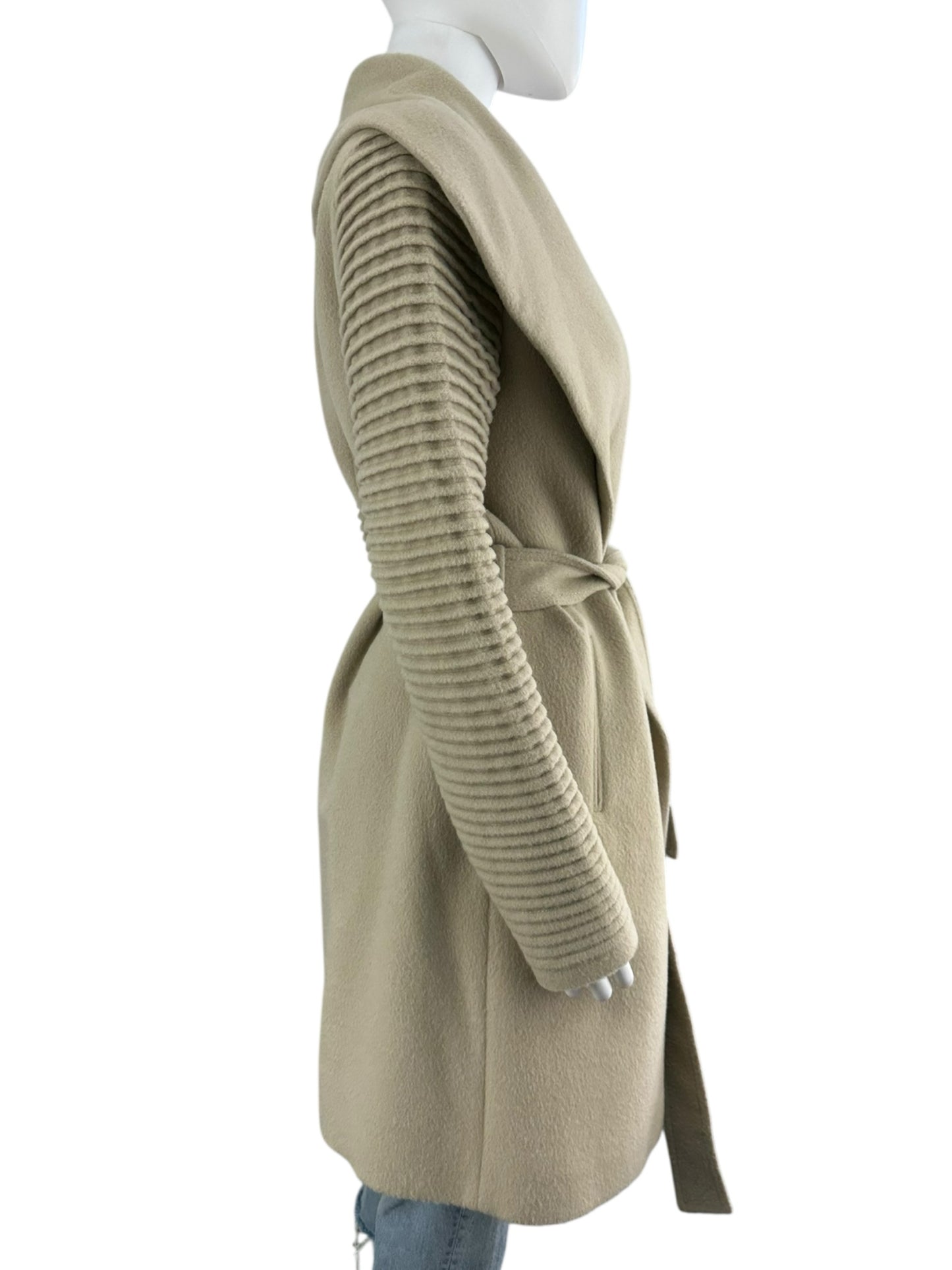 SENTALER Tan Alpaca Wool Trench Coat Size M