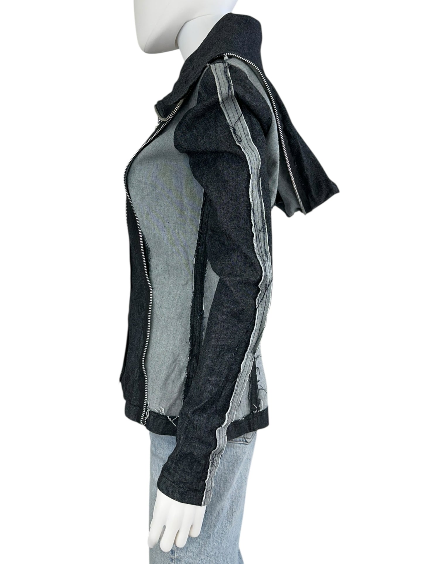 SOHUNG DESIGNS Blue Distressed Denim Jacket Size S