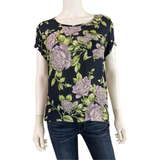 Rag & Bone Blue Floral 100% Silk Blouse Size XS