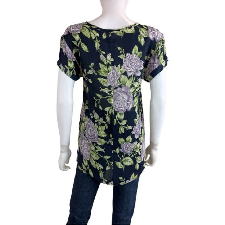 Rag & Bone Blue Floral 100% Silk Blouse Size XS