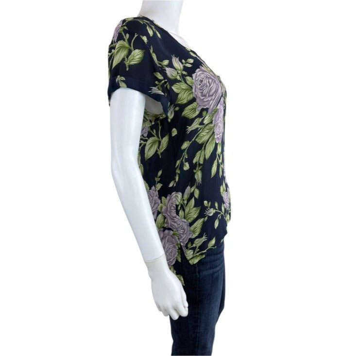 Rag & Bone Blue Floral 100% Silk Blouse Size XS