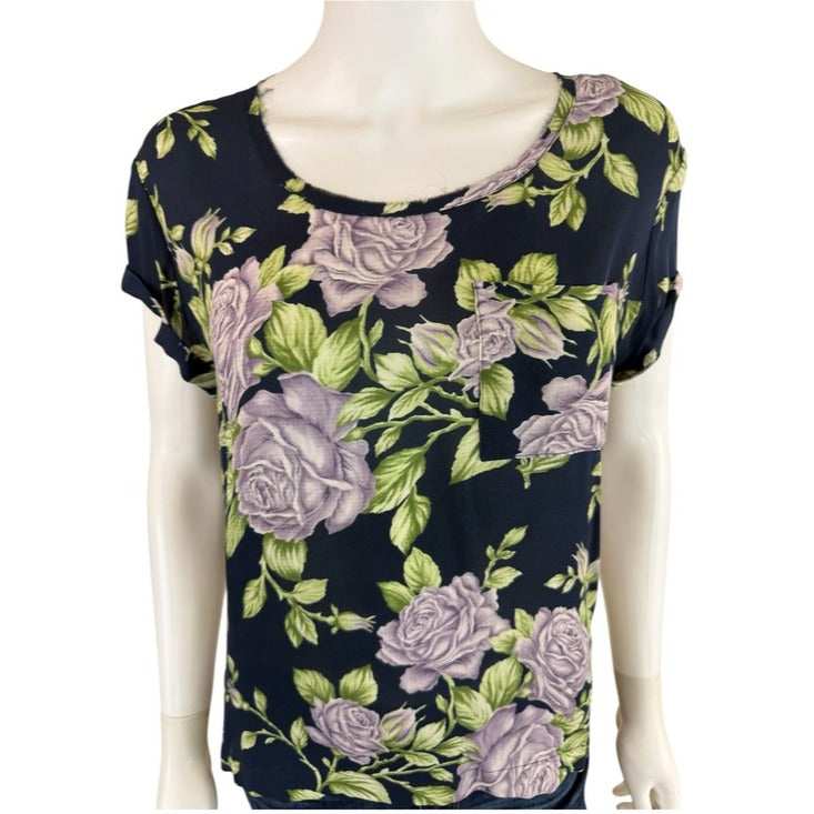 Rag & Bone Blue Floral 100% Silk Blouse Size XS