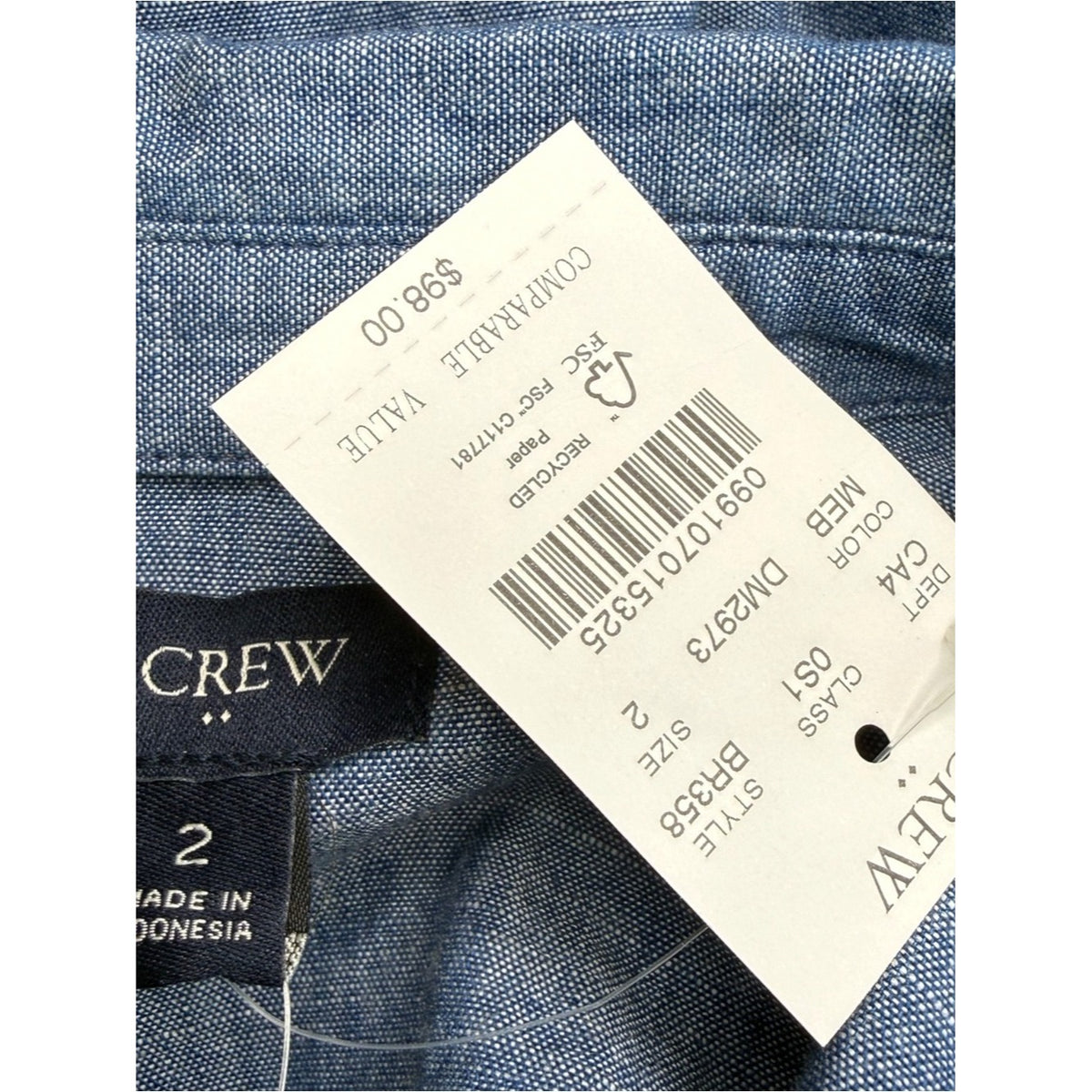 J. Crew NWT Blue Denim Chambray Shirt Dress Size 2