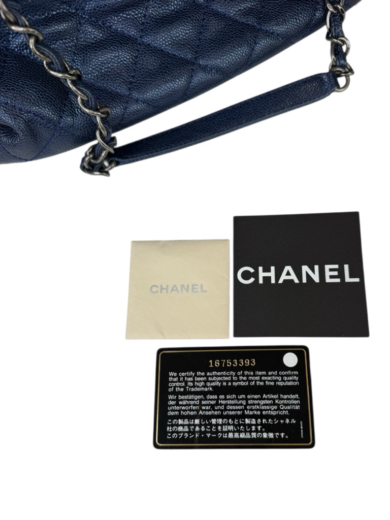 CHANEL Blue Caviar Leather Shopping Tote