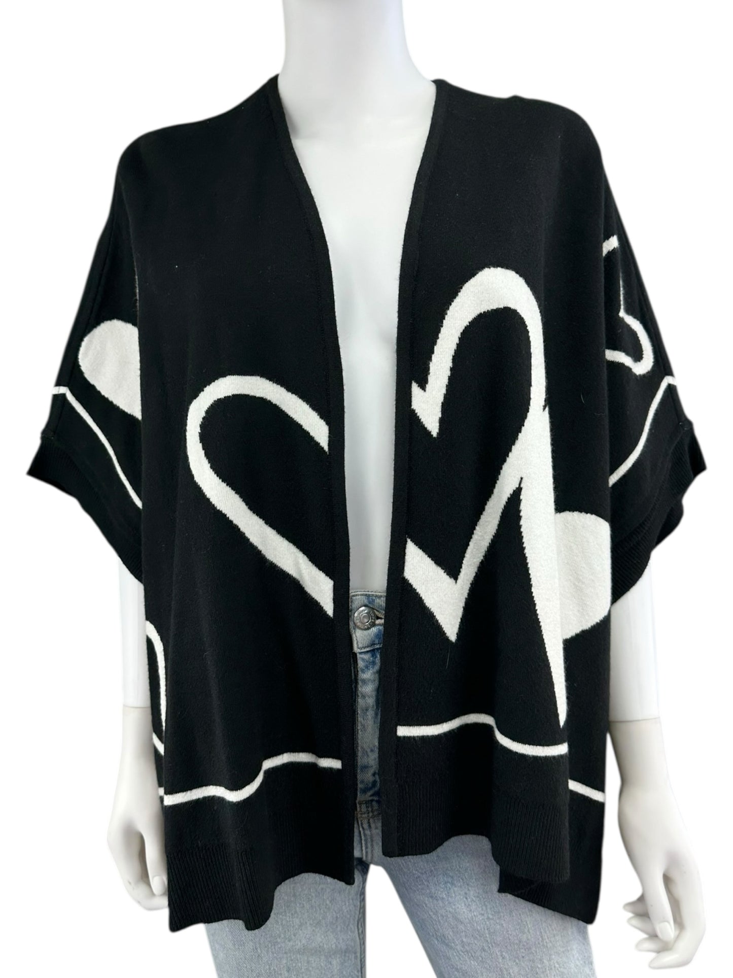 Chico's NWT Reversible Hearts Ruana Sweater Cardigan Size M