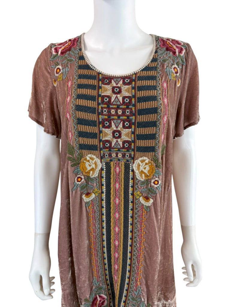 Johnny Was Maueve Velvet Embroidered Tunic Size M