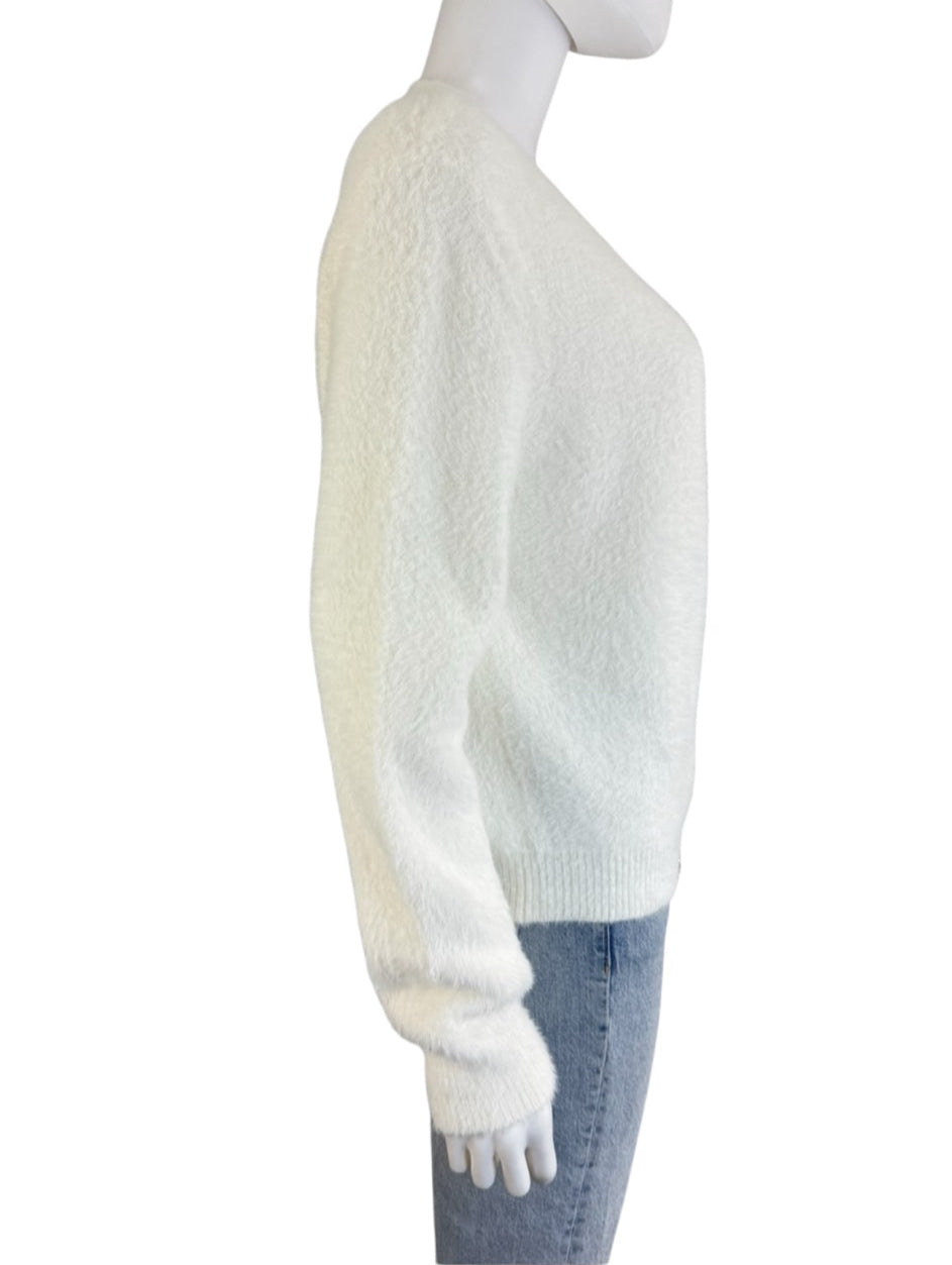 Sadie & Sage NWT White Porcelain Rhinestone Bow Cardigan Size XS