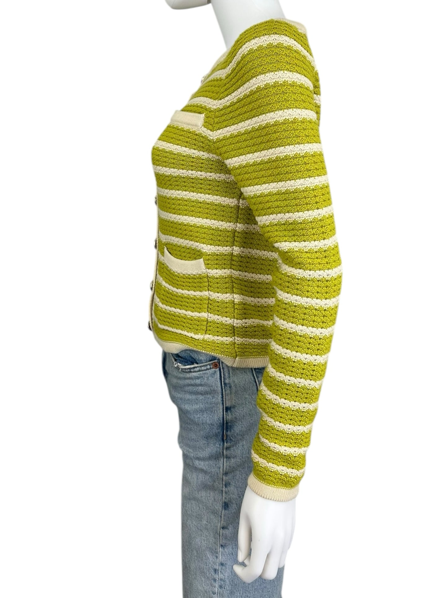 heartloom NWT Green Striped Sweater Cardigan Size XS