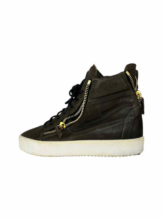 Giuseppe Zannoti Brown Leather DONNA High Top Sneaker Size 37.5