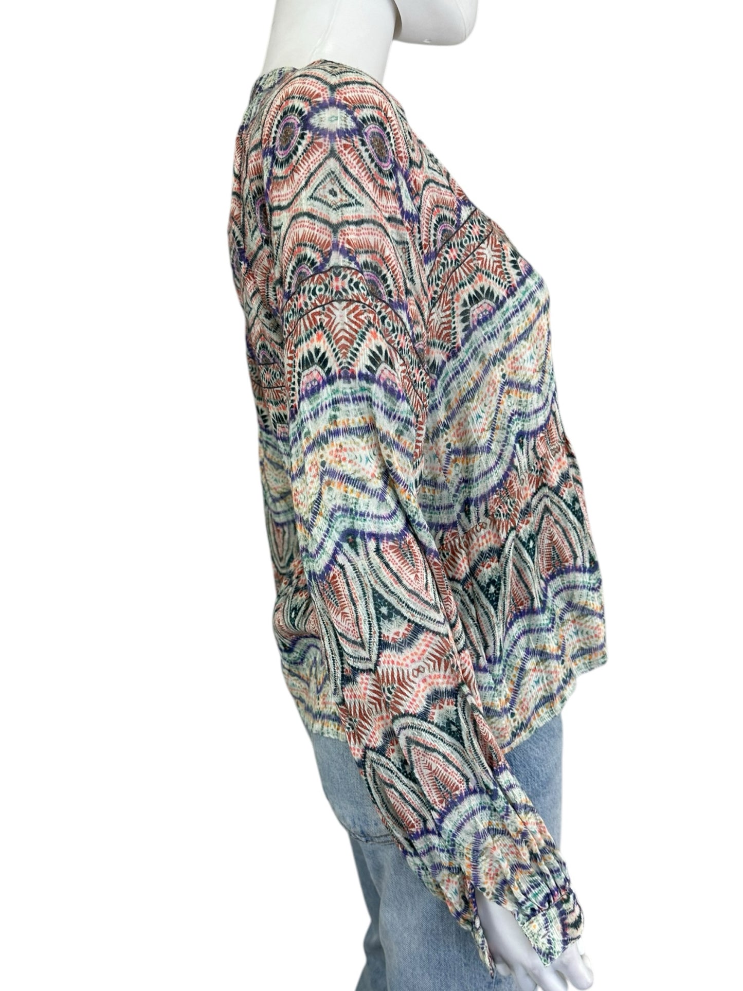 AMANDA UPRICHARD Multi Color Boho Blouse Size S