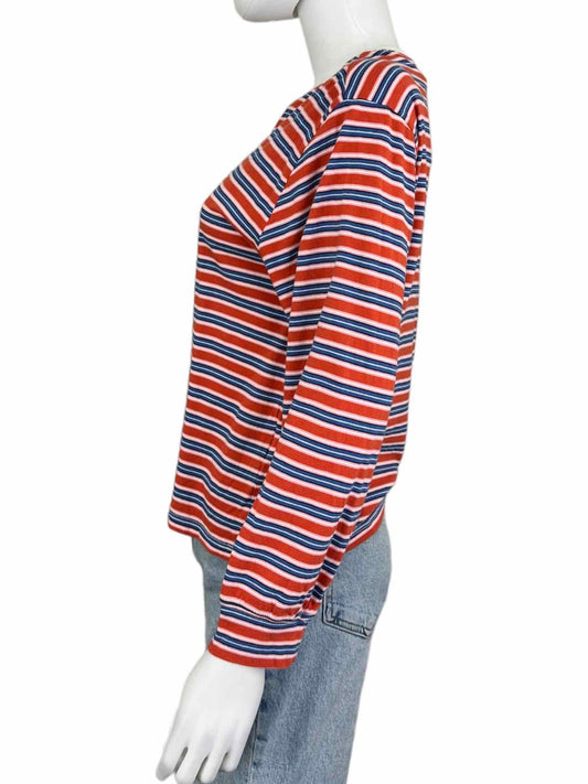 THE GREAT. Orange Striped Tee Size 0