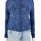 Harolds Cashmere Blue Leopard Print Cardigan Size S