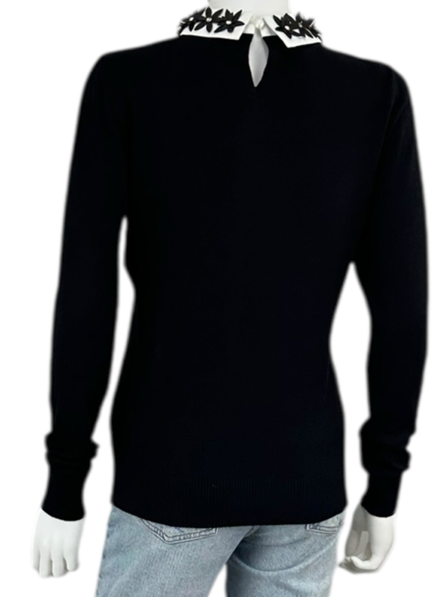 Sioni NWT Black Floral Embellished Sweater Size M