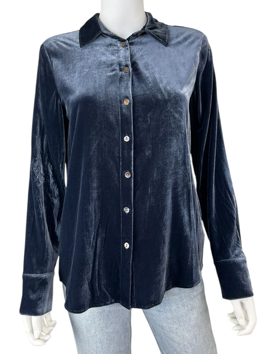 FAHERTY Blue Velvet Button-Down Shirt Size XS