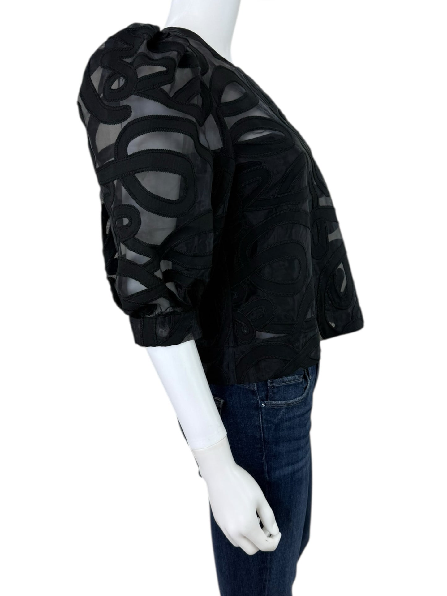 Emily McCarthy NWT Black Organza Bella Blouse Size XS