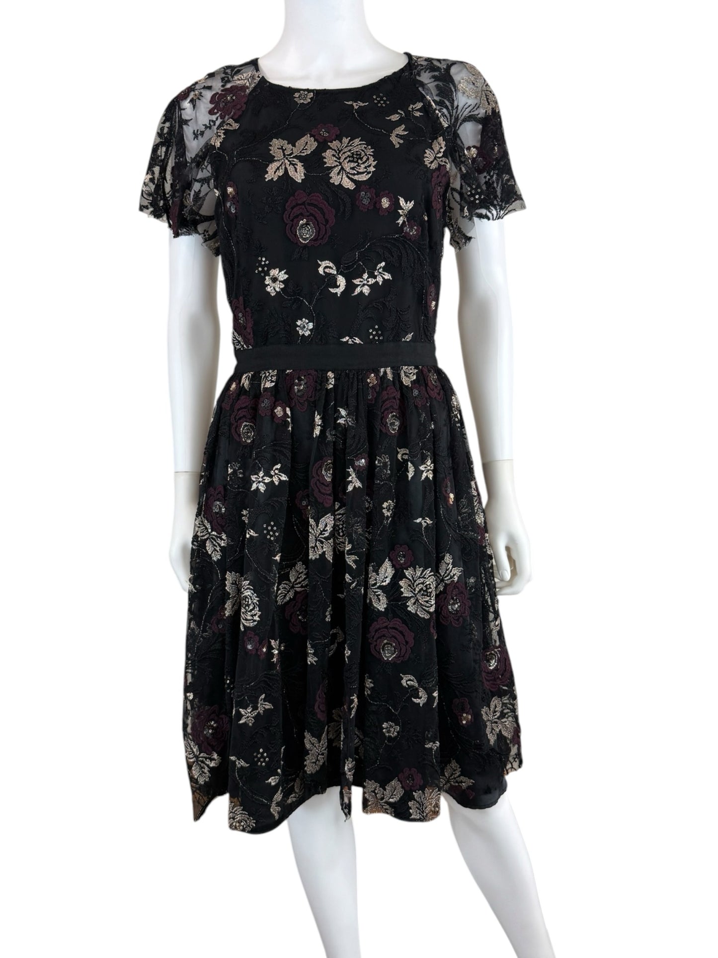Slate and Willow Black Floral Lace Cocktail Dress Size 8