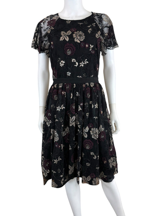 Slate and Willow Black Floral Lace Cocktail Dress Size 8