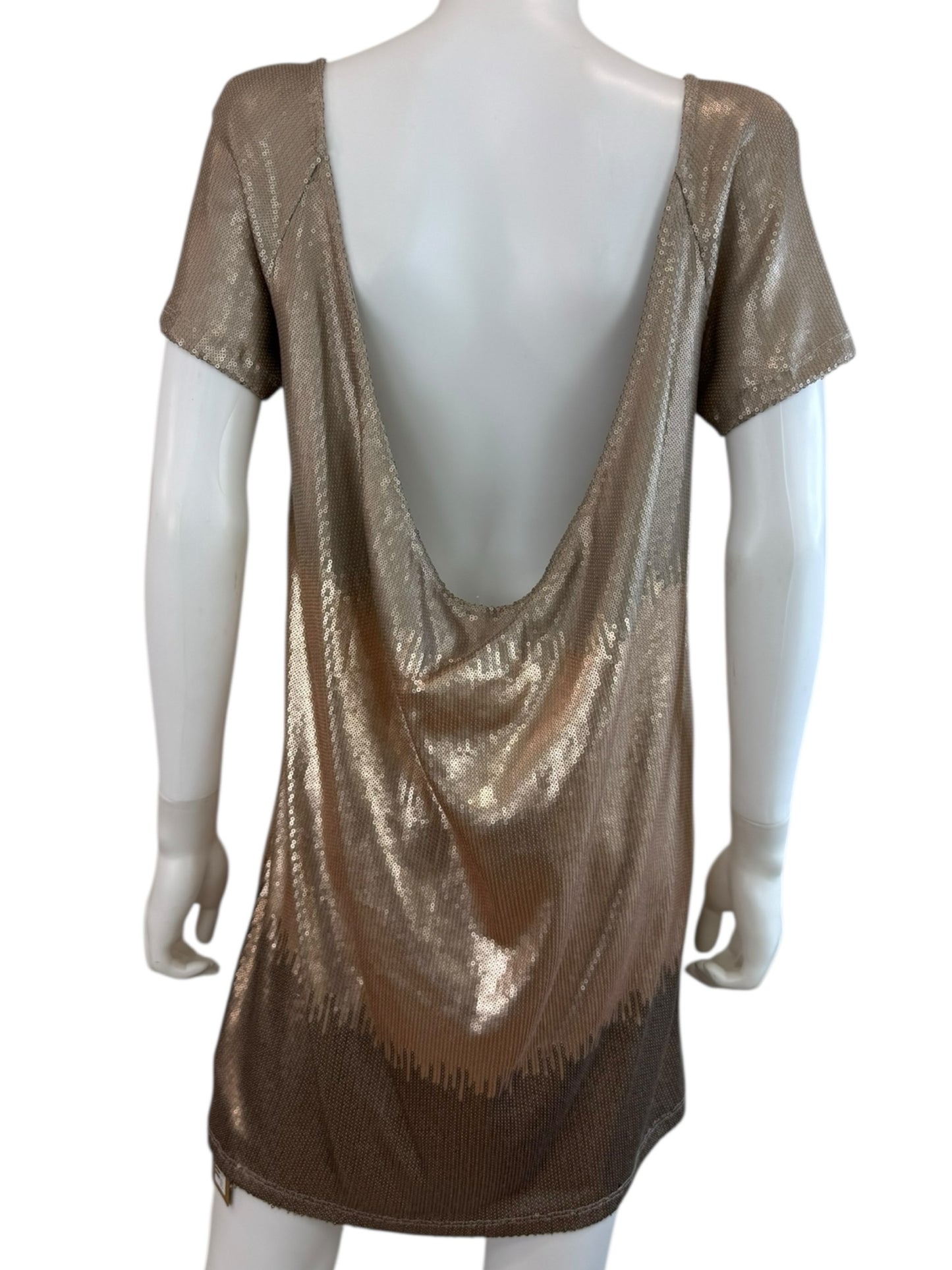 Free People Drenched In Sequins Ombre Rose Gold Mini Dress Size S