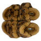 Louis Vuitton Cognac Bom Dia Mink Slides Size 37