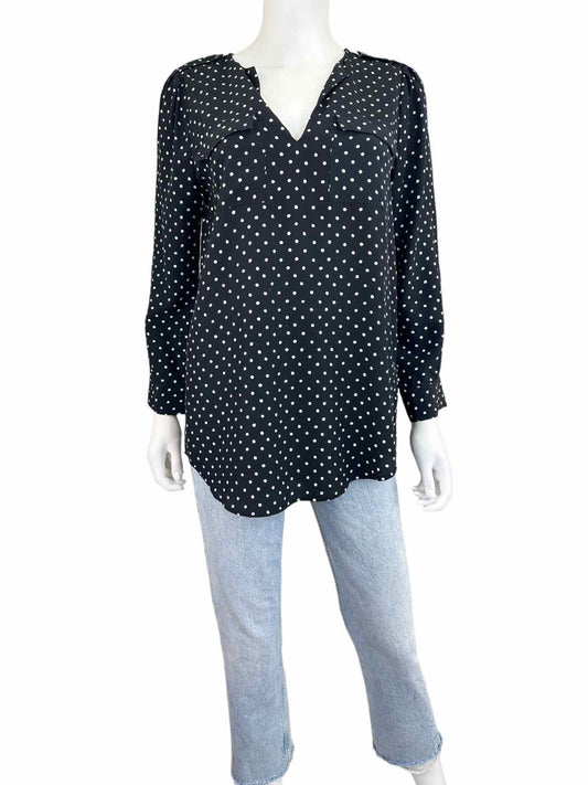 Joie 100% SILK Black White Dot Blouse Size S