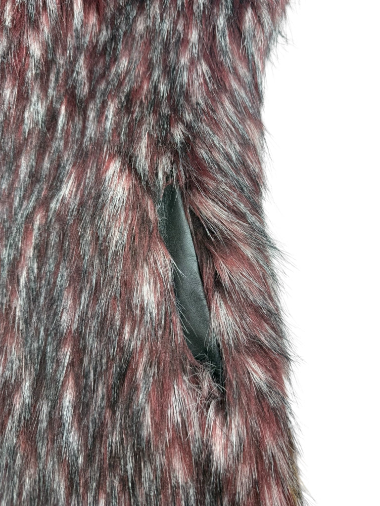 Via Spiga Burgundy Faux Fur Vest Size XL