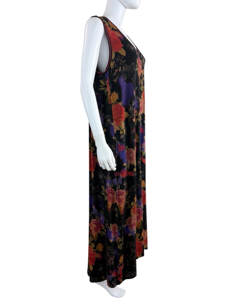 Johnny Was Black Floral Bossa Maxi Dress Size L