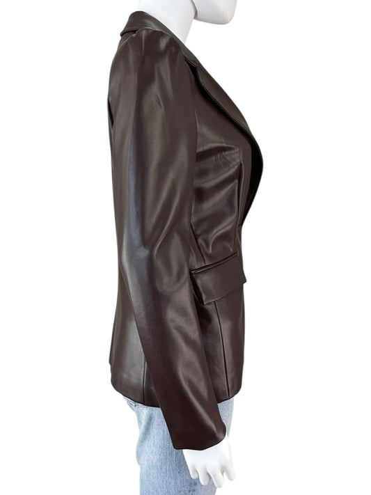 j. society Brown Vegan Leather Blazer Size S
