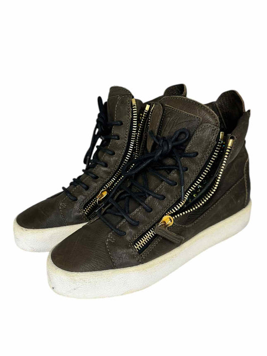 Giuseppe Zannoti Brown Leather DONNA High Top Sneaker Size 37.5