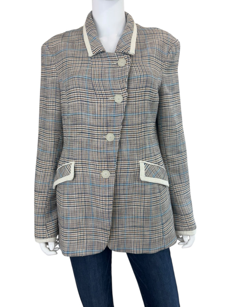 Iris Setlakwe Houndstooth Tweed Blazer Size 10