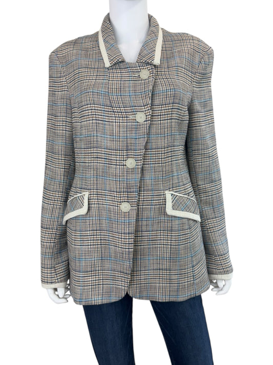 Iris Setlakwe Houndstooth Tweed Blazer Size 10