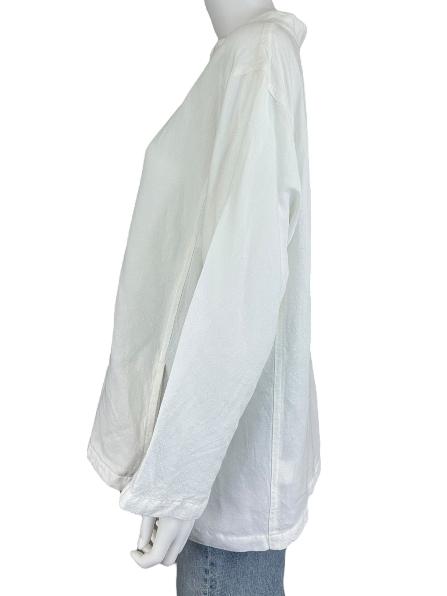 EILEEN FISHER White Linen Button-down Size L