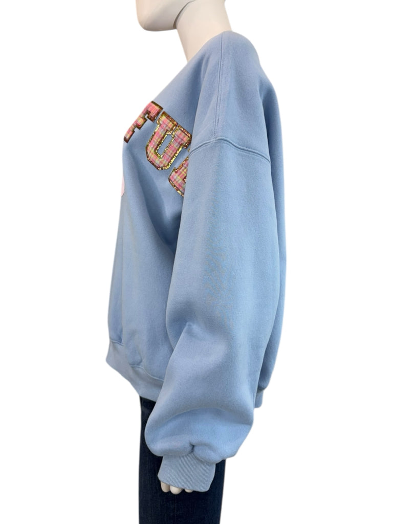 JUDITH MARCH Blue Thankful Sweat Shirt Size S