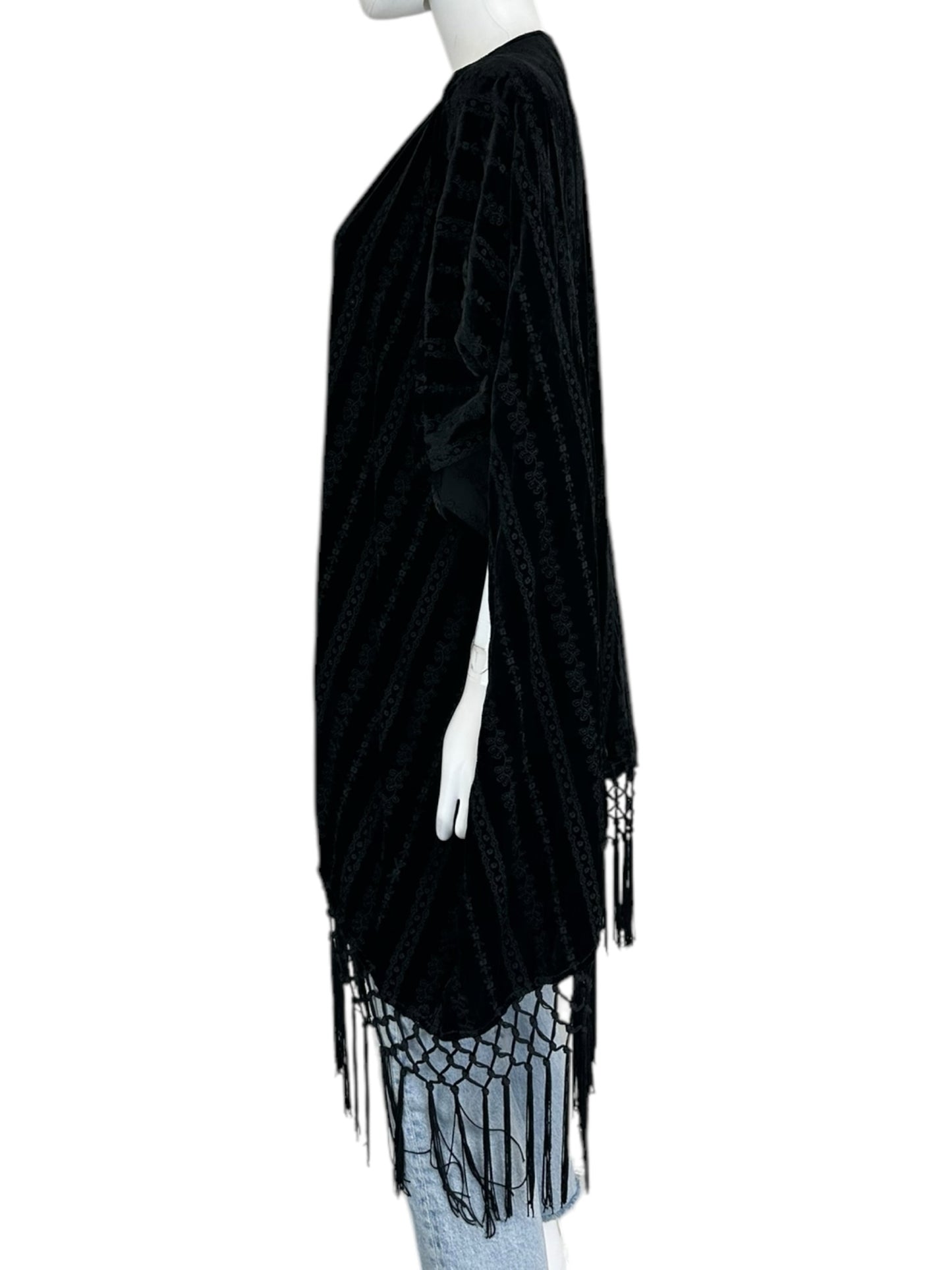 Johnny Was Black Velvet Kimono Size M