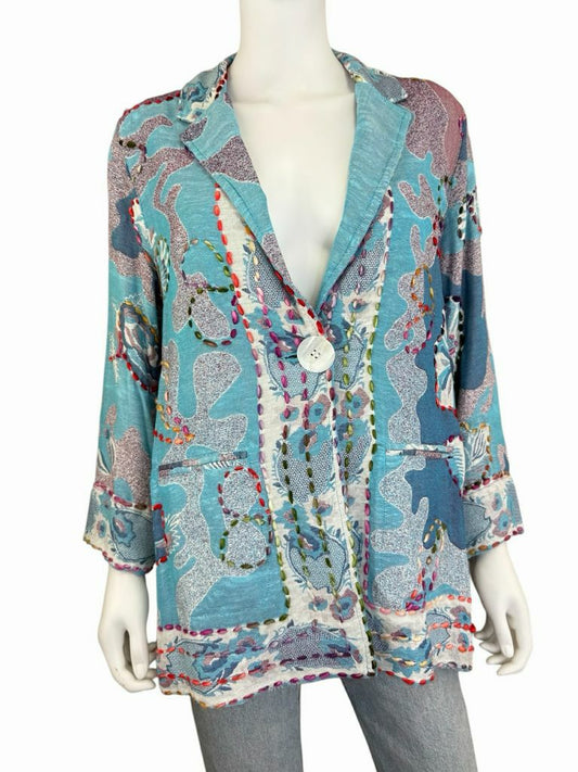 JOHN MARK Blue Patterned Jacket- Casual Size S