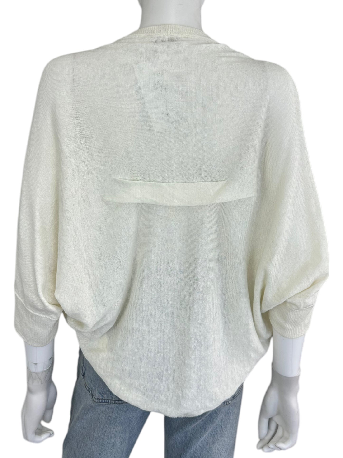 WHITE + WARREN Cream Linen Cardigan Size S