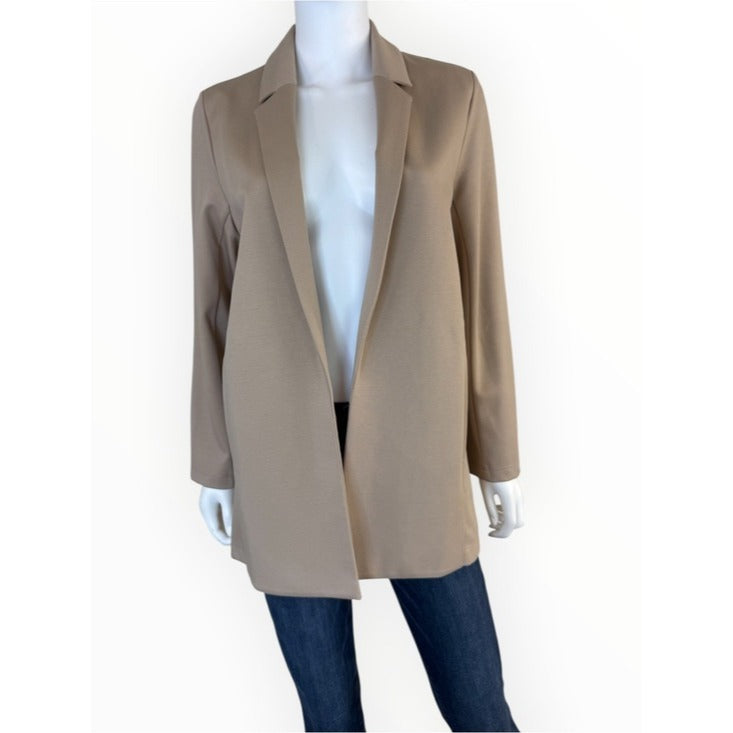 Eileen Fisher Beige Open-Front Notched Collar Blazer Jacket Size PL