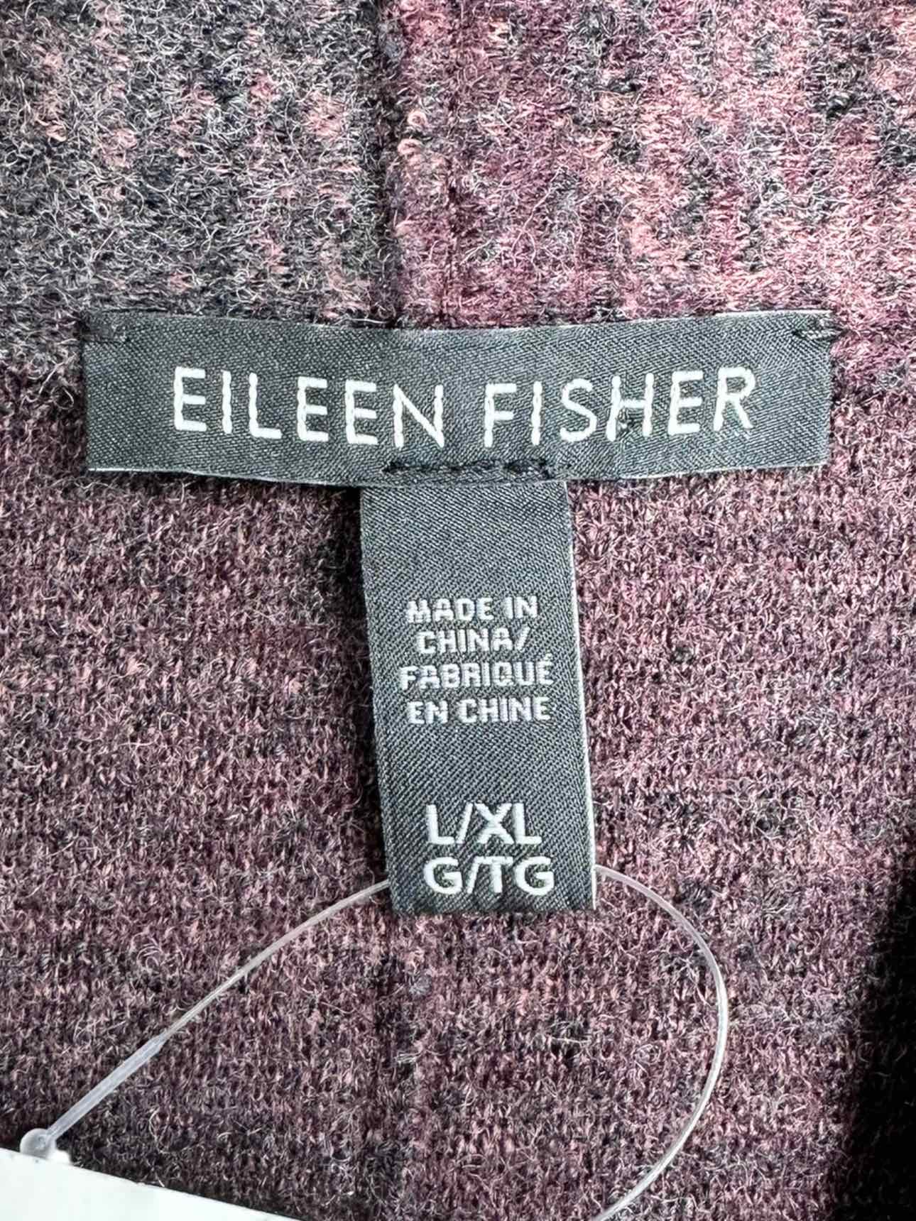 EILEEN FISHER Wool Blend Burgundy Cardigan Size L/XL