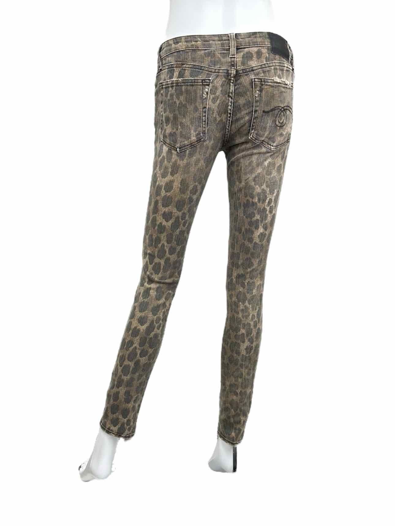 R13 Brown Leopard Print KATE Skinny Jeans Size 2