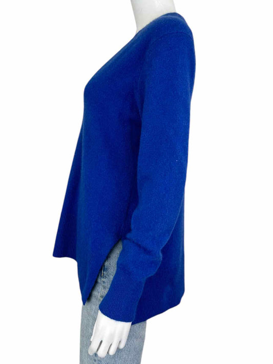 WHITE + WARREN Blue 100% Cashmere V-neck Sweater Size S