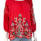 Johnny Was Red 100% Linen Embroidered Tunic Size S