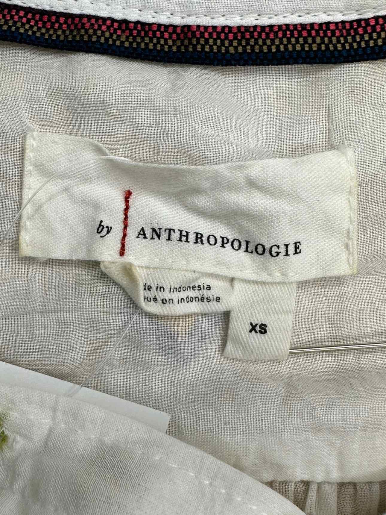 anthropologie White Embroidered Button-Down Size XS