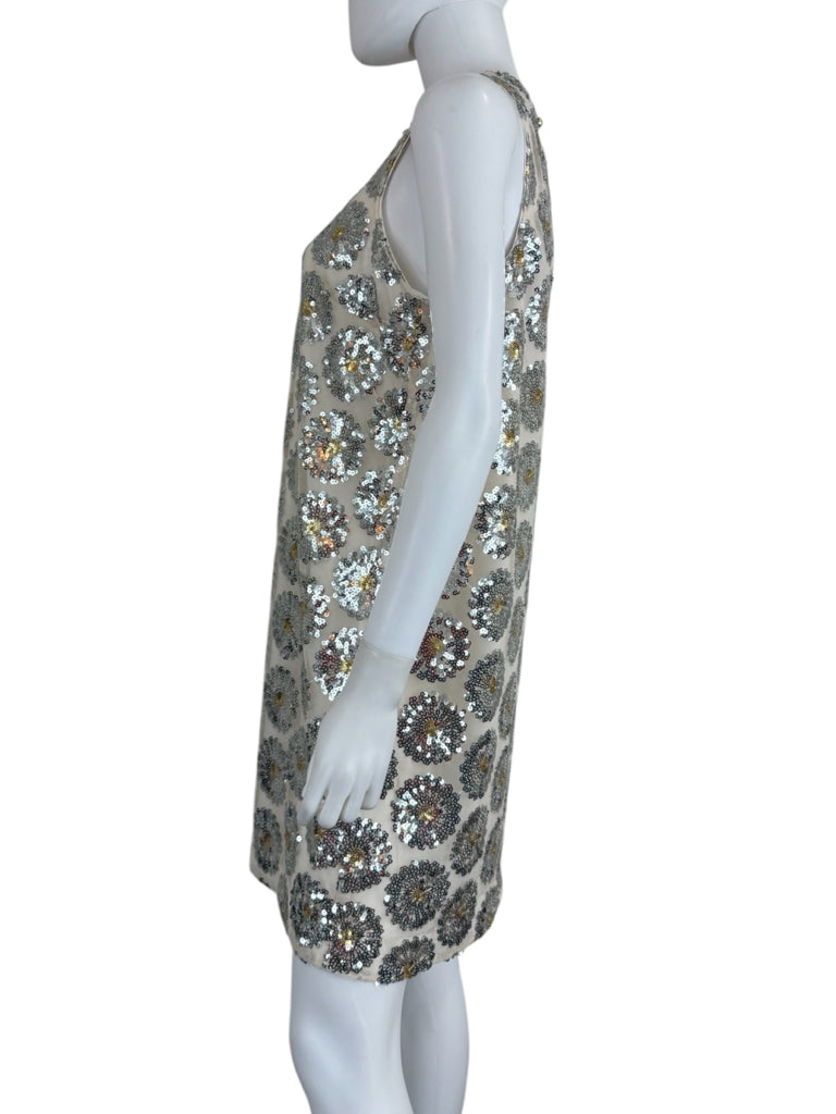 TRINA TURK NWT Cream Sequined Johana Shift Dress Size M