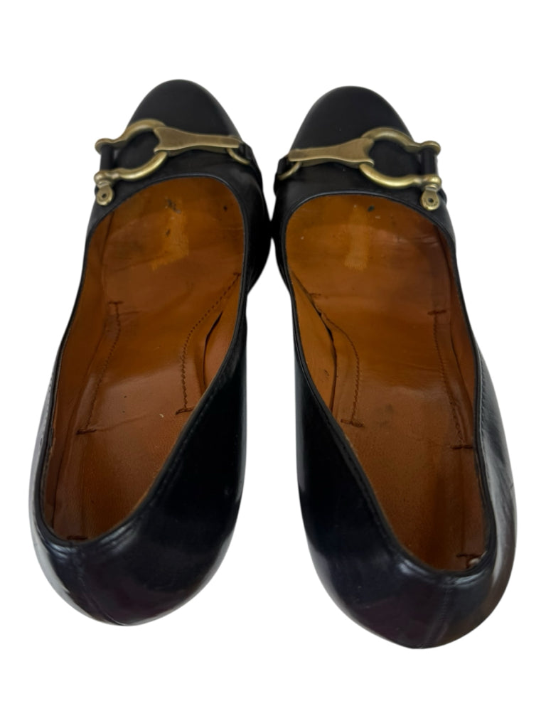 BURBERRY Black Leather Horsebit Pumps Size 38.5