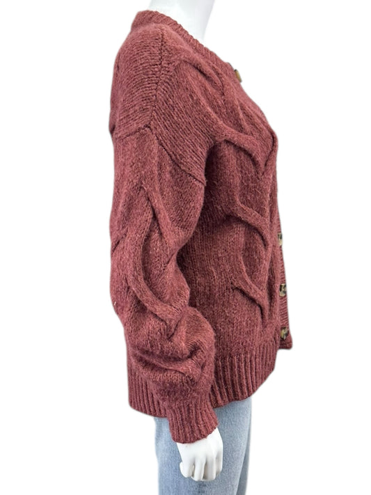 Madewell Mauve Wool Cable Knit Sweater Cardigan Size XS BASE